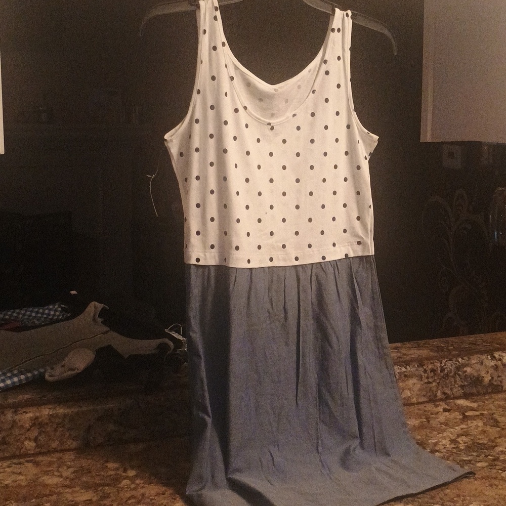 Girls Polka Dotted Tank Top Style Dress Xl New With Tags